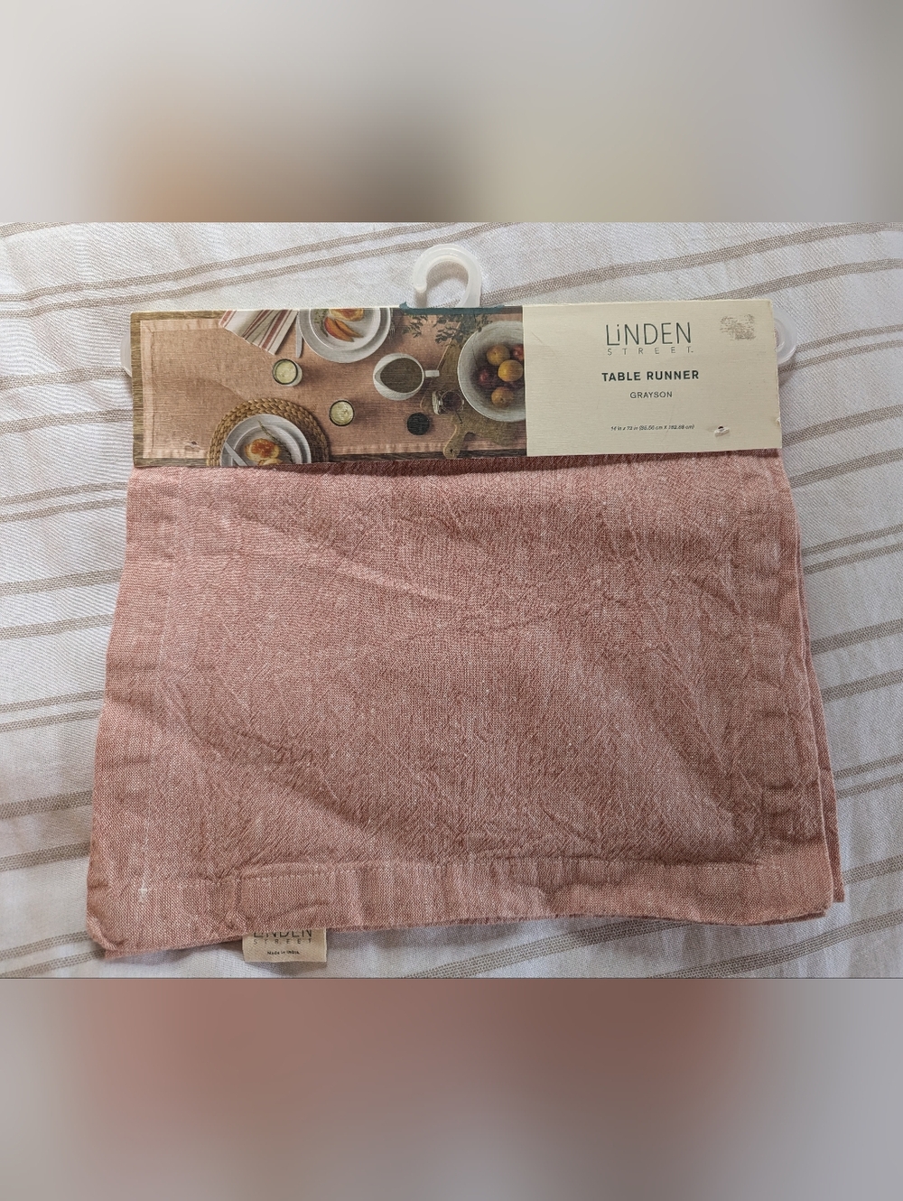 Linden Street linen blend table runner pink